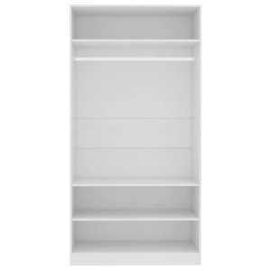 Weißer vidaXL Kleiderschrank (100x50x200 cm) aus Holzwerkstoff mit Fächern und Kleiderstange.