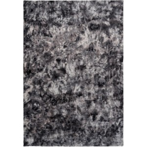 Hochflorteppich Lalee Bolero 500 Graphit, 80x150 cm, mit Batik-Muster und weichem Flor.