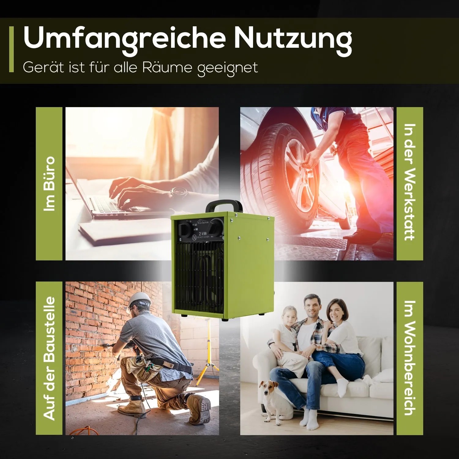 Tronitechnik Heizgerät Heizlüfter Heizung 2000 Watt Tragegriff Stahl Thermosteuerung_8