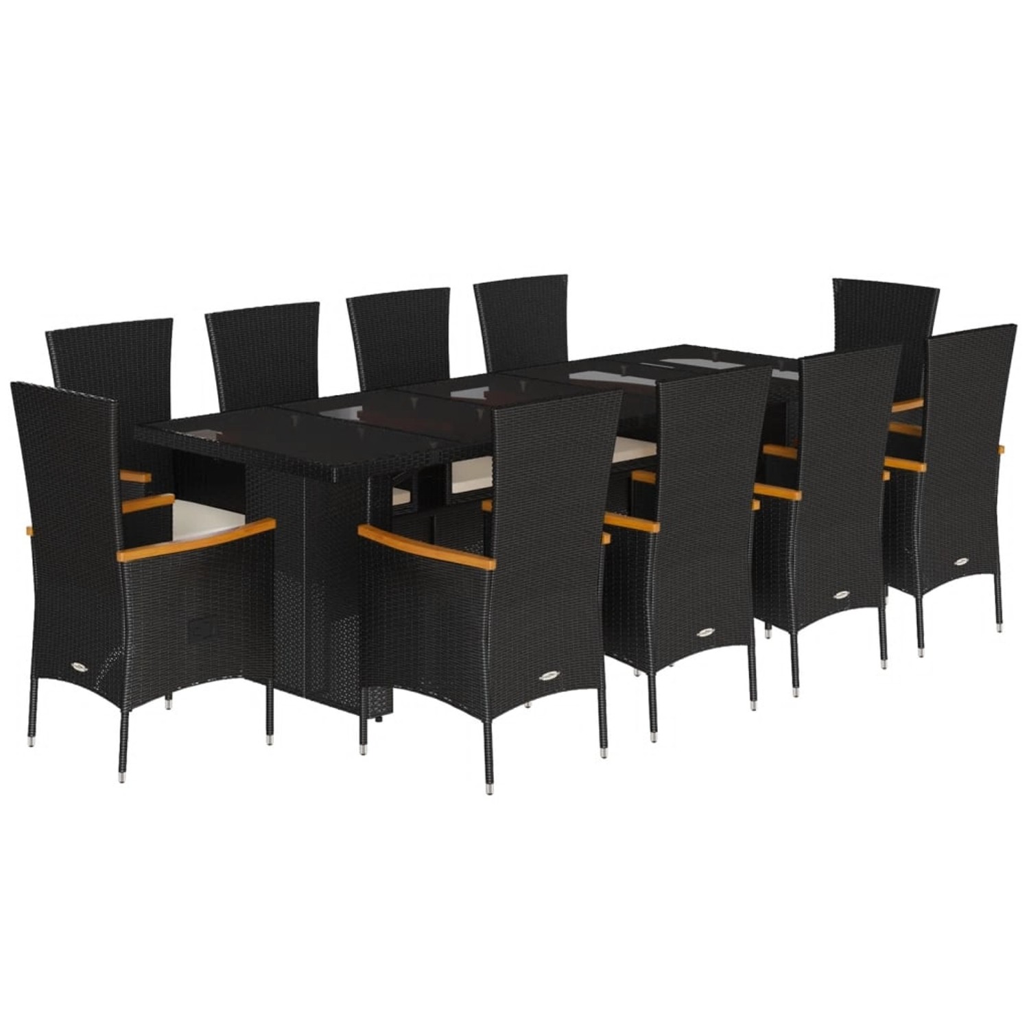 vidaXL 11-Tlg Garten-Essgruppe mit Kissen Schwarz Poly Rattan 3277532 günstig online kaufen