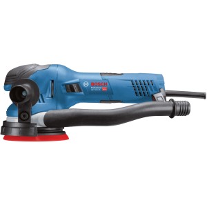Blauer Bosch Professional Exzenterschleifer GET 55-125 mit Zubehör.