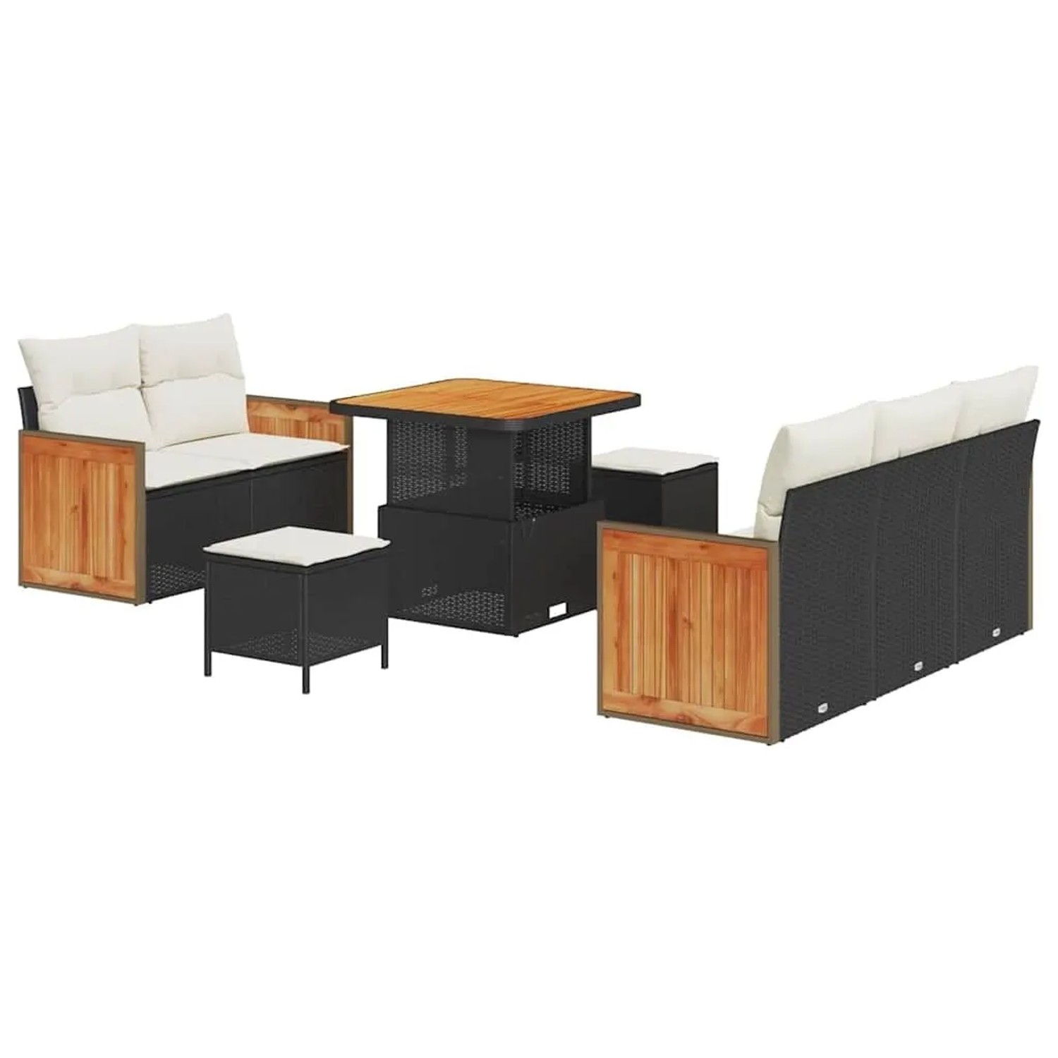 vidaXL Gartensofa-Set mit Kissen 10 Stk Schwarz und Creme Poly-Rattan 33651 günstig online kaufen