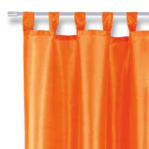 Orangefarbener Dekoschal Alessia mit Schlaufenaufhängung, geeignet für Fenstervorhänge.