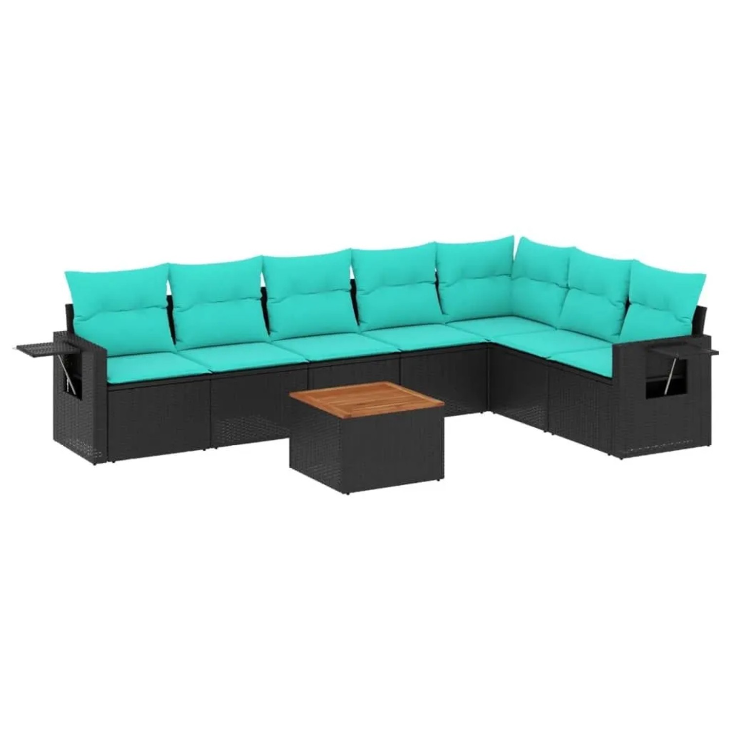 vidaXL 8-Tlg Gartensofa-Set mit Kissen Schwarzes Polyrattan 3224594