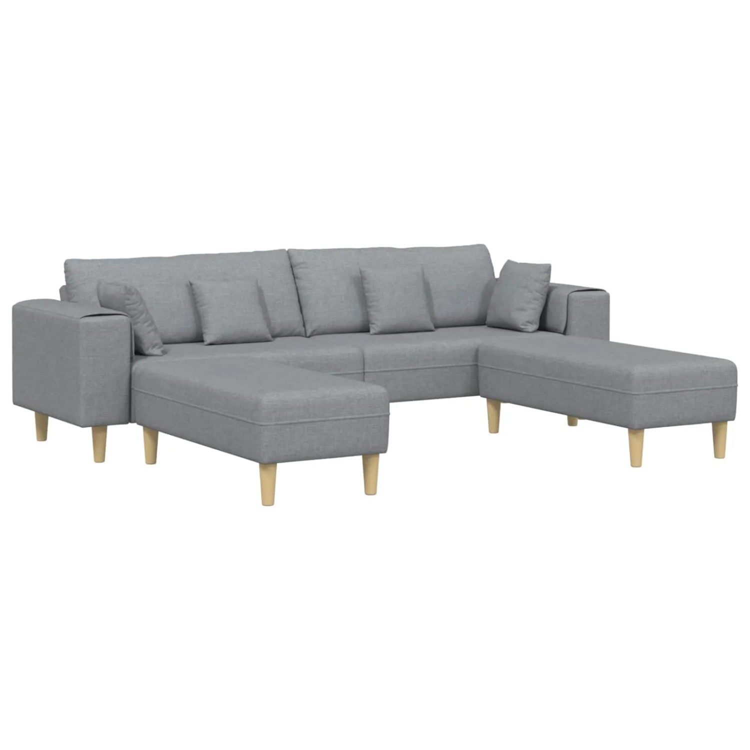 vidaXL Sofa mit Kissen 3-Tlg Hellgrau Stoff 3335162