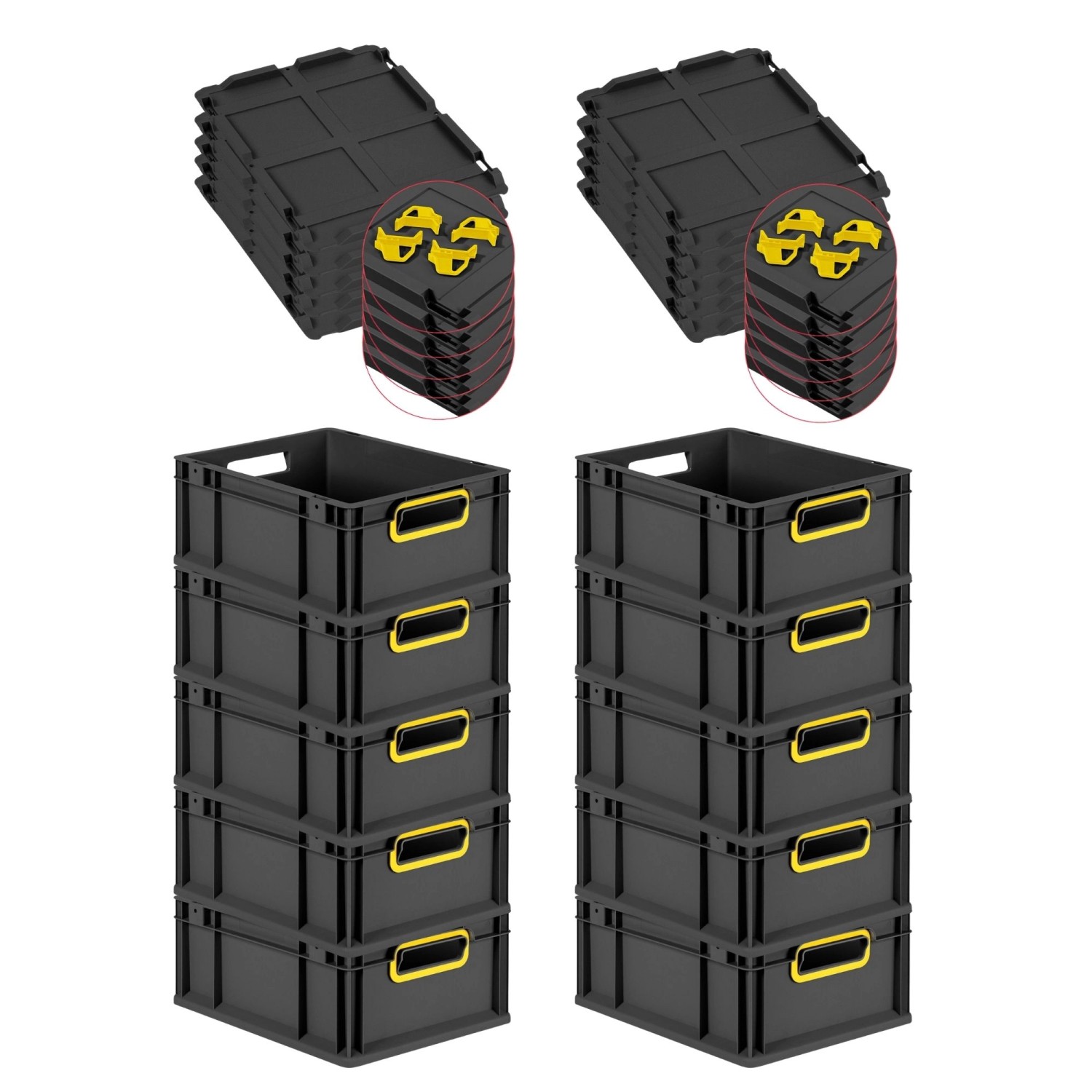 PROREGAL SuperSparSet 10x Eurobox Nextgen Color Mit Auflagedeckel HxBxT 17x günstig online kaufen