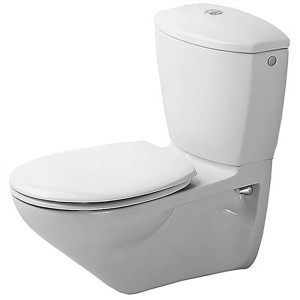 Weißes Duravit Wand-WC Duraplus Practica mit Spülkasten Lago, 65 cm, für moderne Badezimmer.