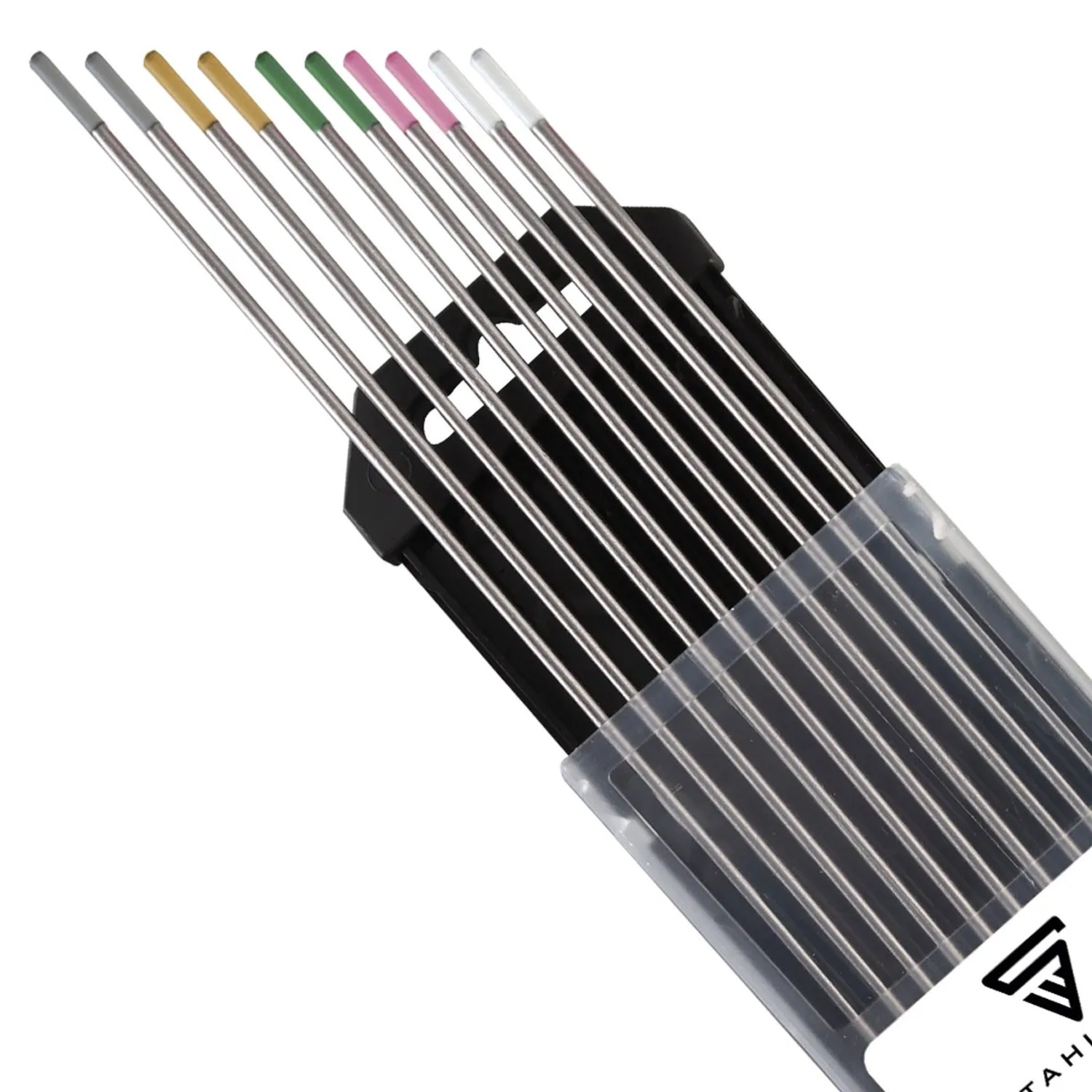 STAHLWERK Wolframelektroden Set, 2,4 mm, verschiedene Farben (Gold, Grau, Pink, Weiß, Grün) im 10er Pack.