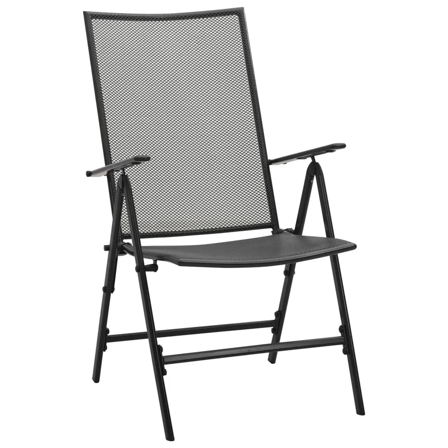 Verstellbarer Gartenstuhl aus pulverbeschichtetem Stahl, anthrazitfarben, Teil eines 5-tlg. Sets.