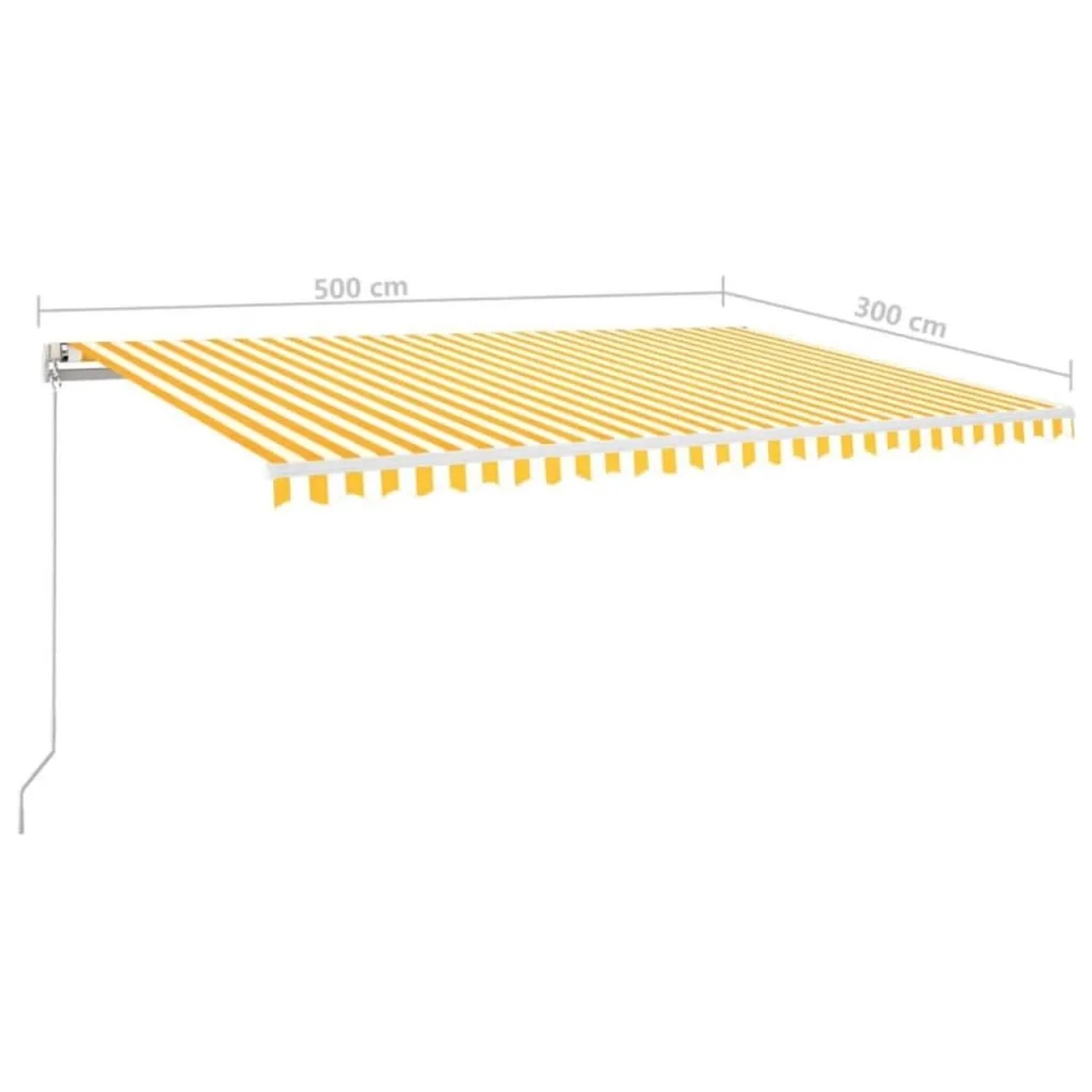 vidaXL Markise, 500x300 cm, gelb-weiß gestreift, manuell einziehbar für Terrasse & Balkon.