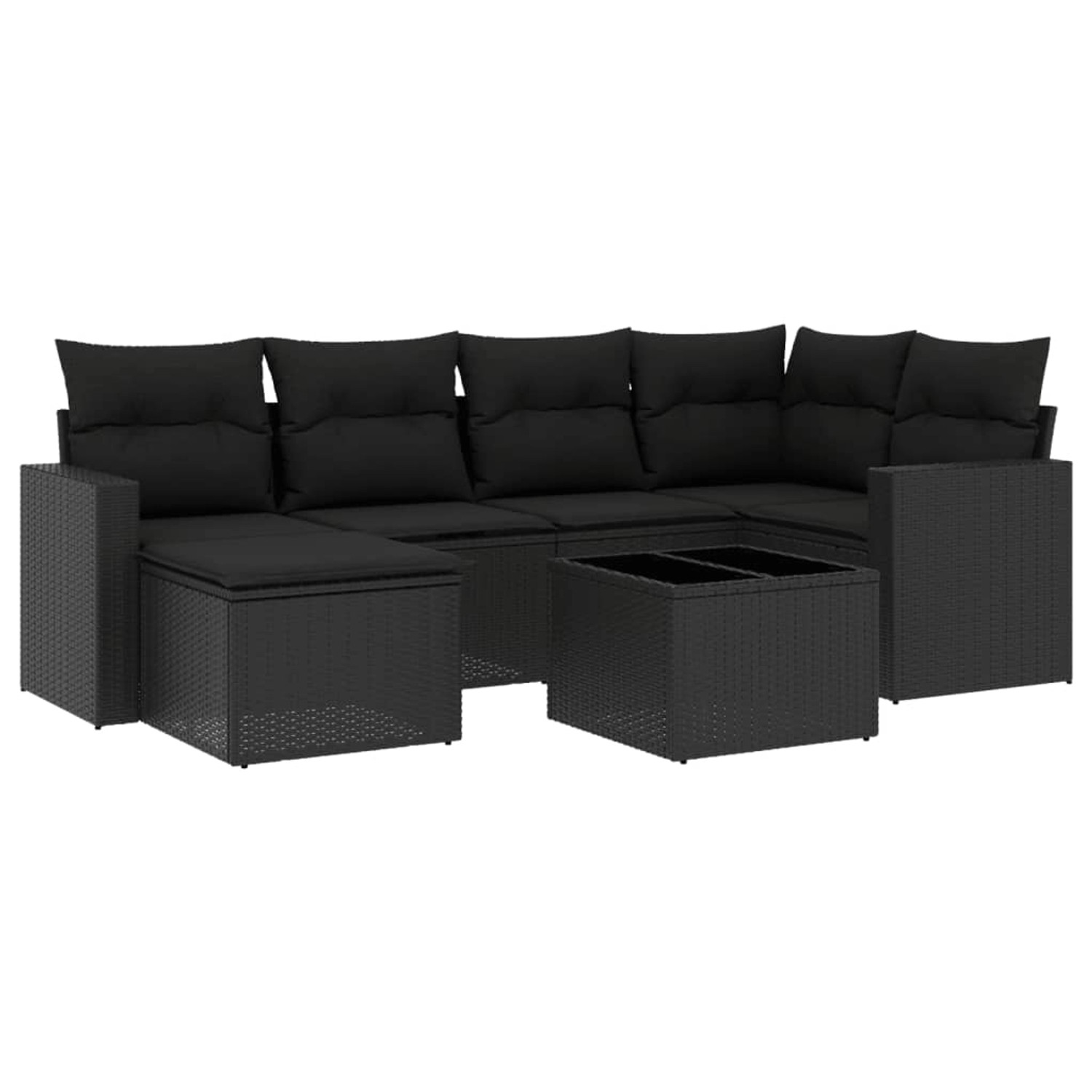 vidaXL 7-tlg Garten-Sofagarnitur mit Kissen Schwarz Poly Rattan Modell 57 günstig online kaufen