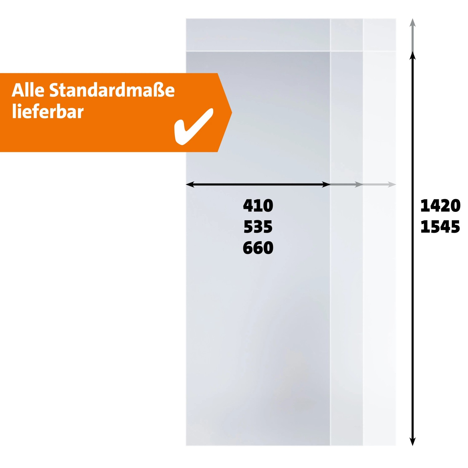 Lichtausschnitt ESG Floatglas Satiniert 66x142cm für Holztüren, Maße