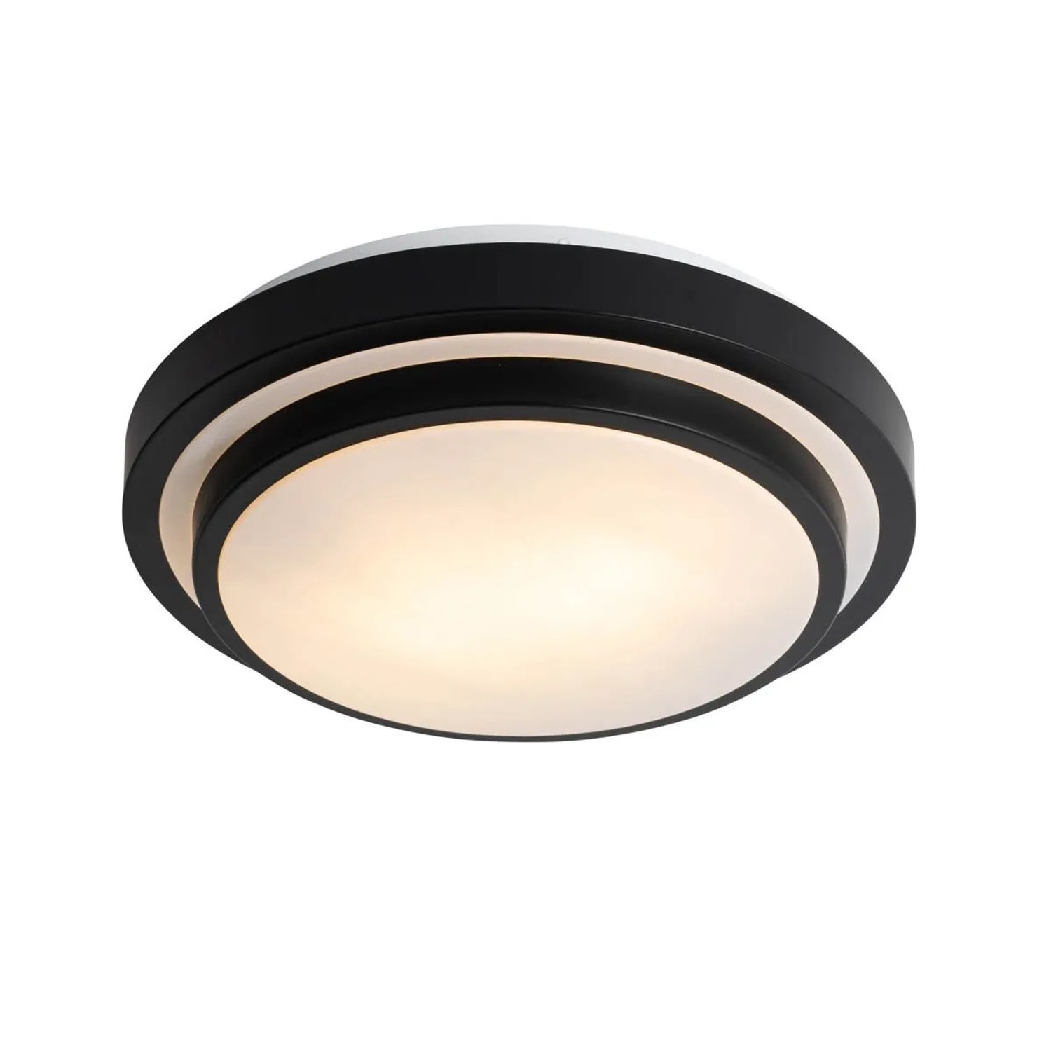 QAZQA Moderne Deckenleuchte Schwarz mit Weiß 35 cm IP44 Walden