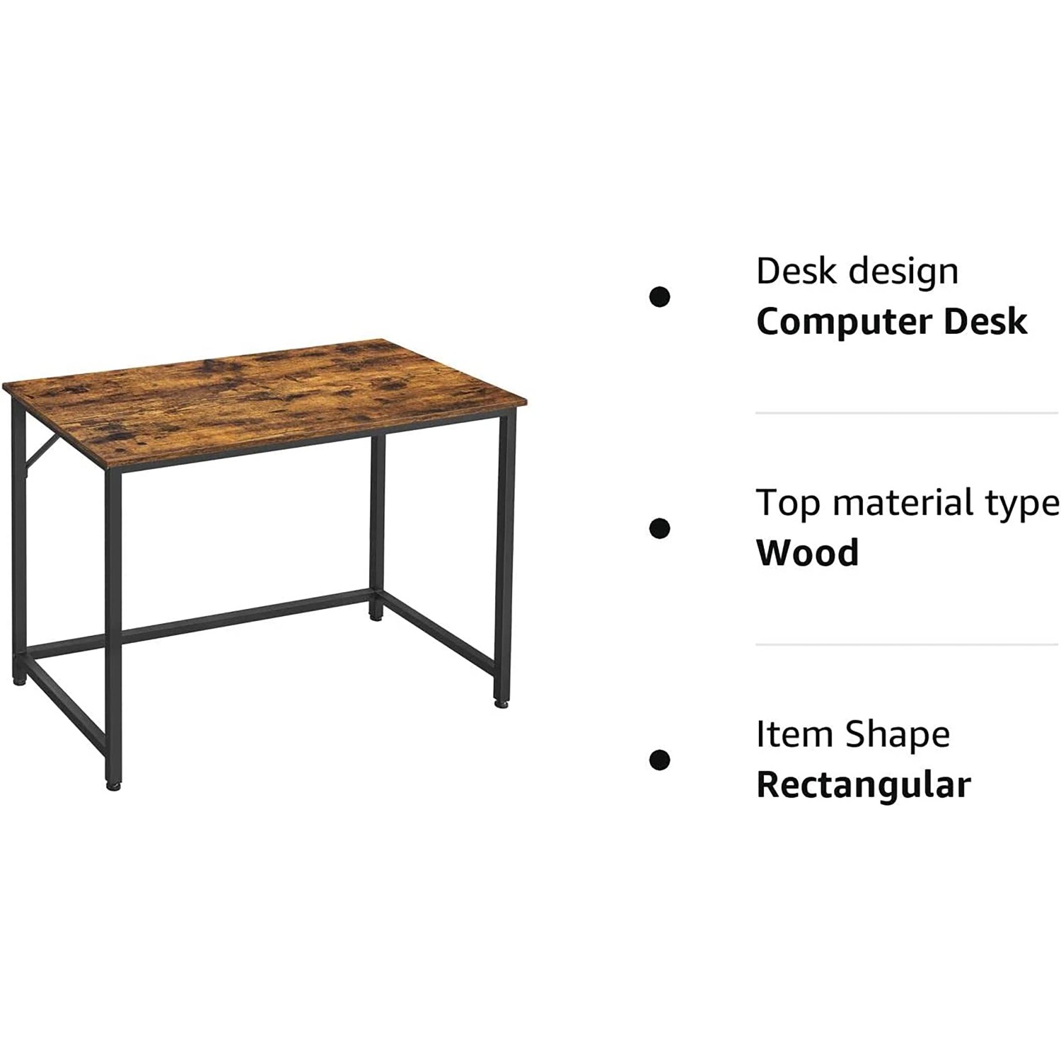 Vasagle Computertisch, 100x50 cm, braun-schwarz, im Industrie-Stil.