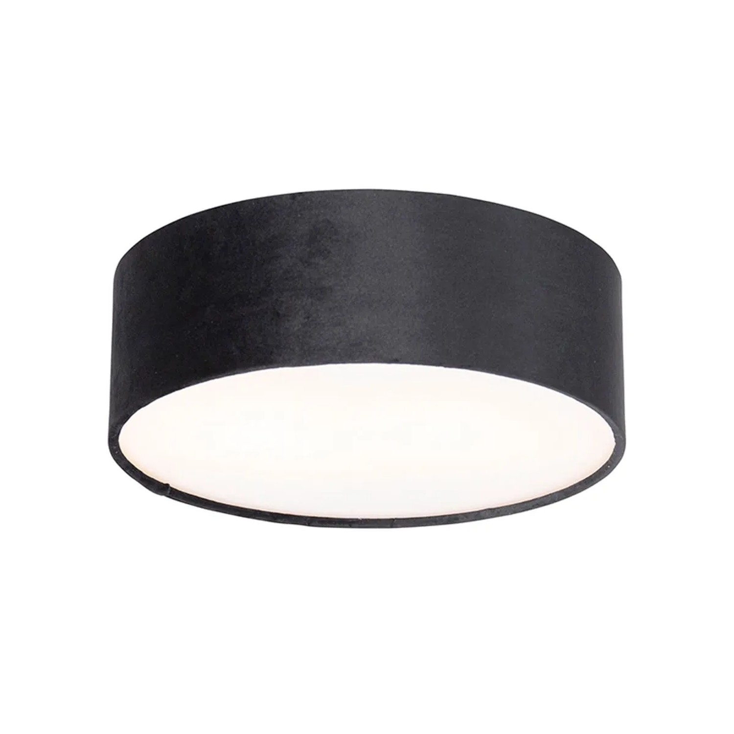 QAZQA Deckenleuchte Schwarz 30 cm mit Goldener Innenseite Drum