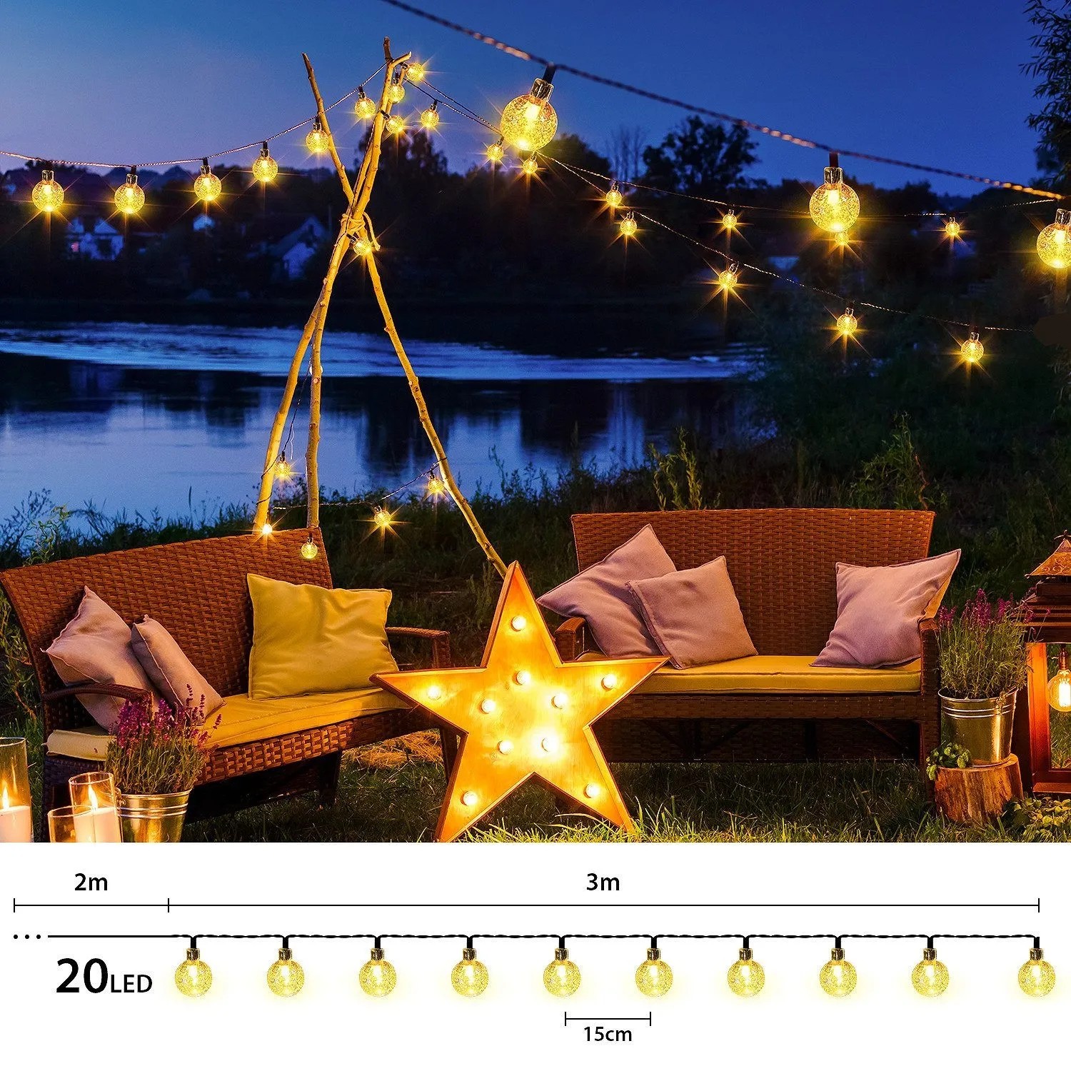 Salcar Solar LED Lichterkette Außen 5M 20 LEDs Warmweiß kaufen bei OBI