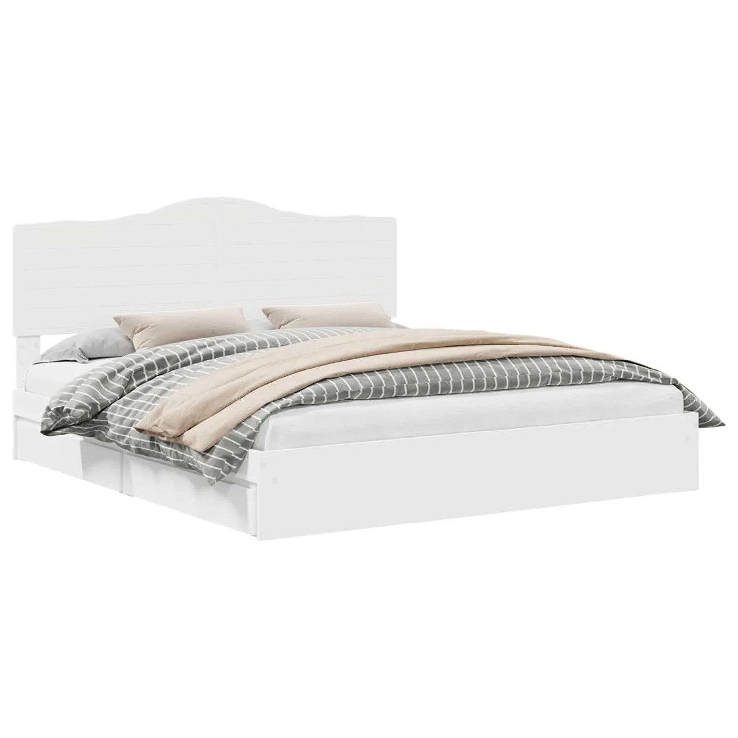 vidaXL Stauraumbett mit Kopfteil Weiß 180 x 200 cm Holzwerkstoff 3413478 günstig online kaufen