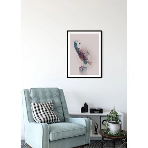 Komar Wandbild Animals Forest Owl, 30x40 cm, mit einer farbenfrohen Eule im Wald.