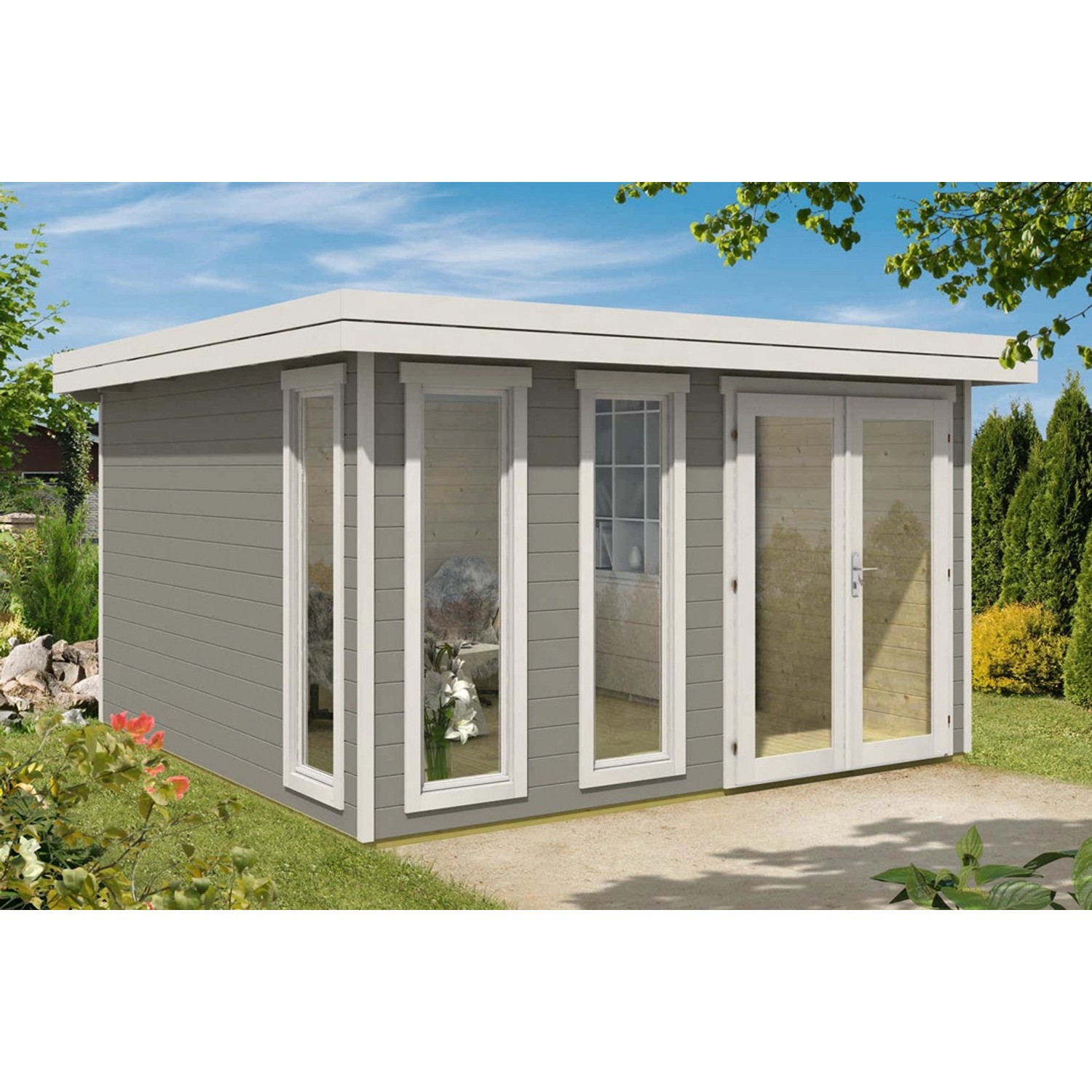 Alpholz Gartenhaus Aldo-28 B 428 cm x 428 cm Flachdach günstig online kaufen