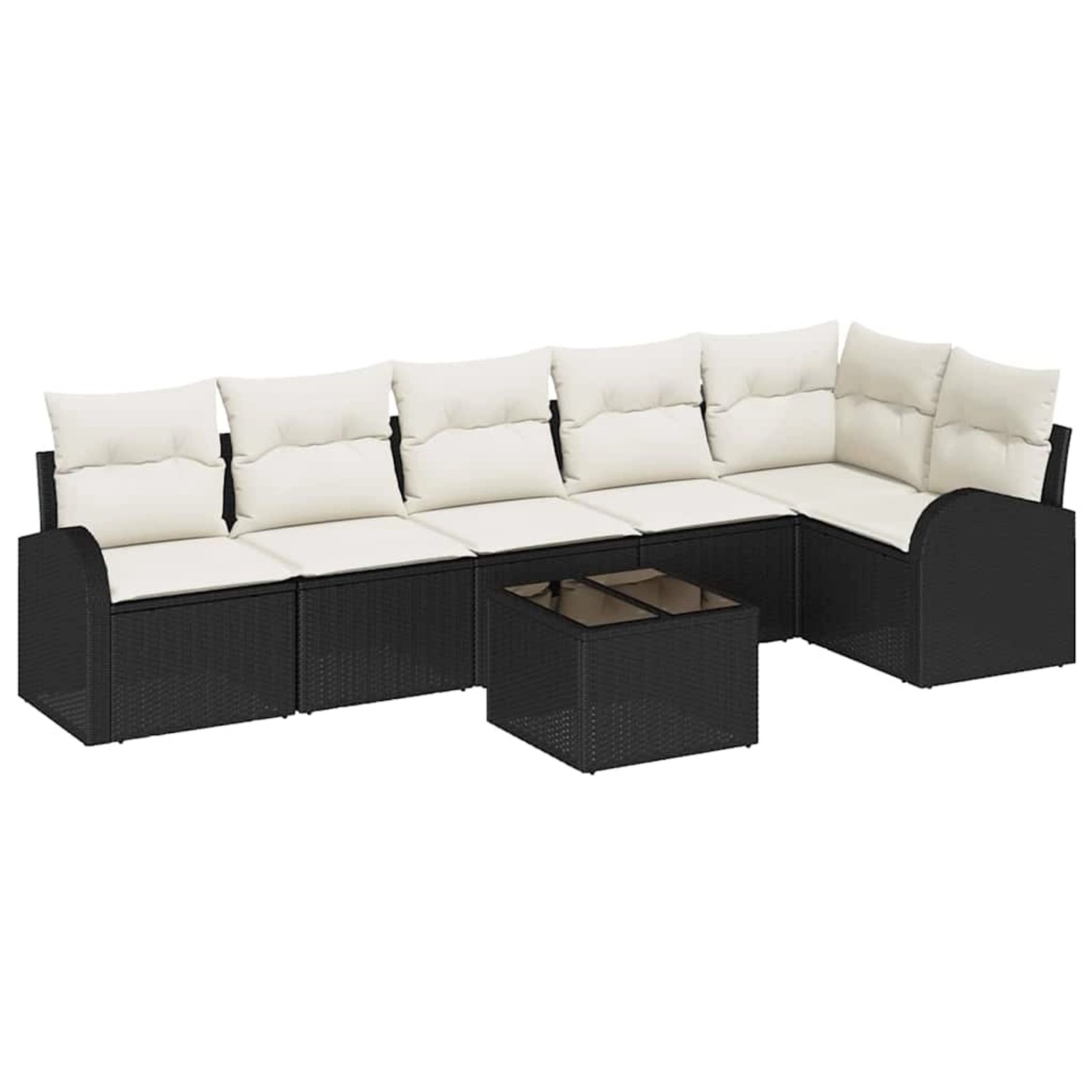 vidaXL Garten-Sofa-Set mit Kissen 7-Tlg Schwarz Weiß Poly Rattan 3354736 günstig online kaufen