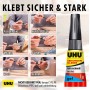 Uhu Sekundenkleber Mini Gel, 3x1g Tube. Universell einsetzbarer Kleber für Haushalt, Werkstatt und Hobby.
