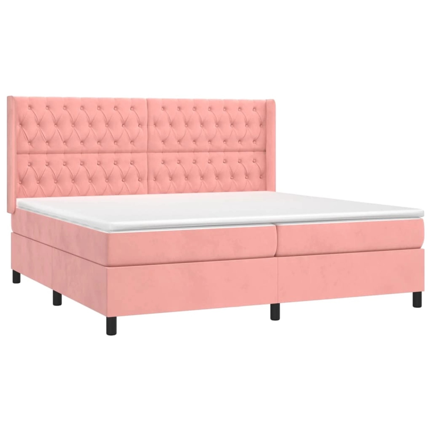 vidaXL Boxspringbett mit Matratze & LED Rosa 200x200 cm Samt 3139768 günstig online kaufen