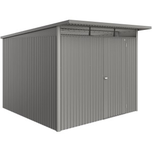 Biohort Metall-Gerätehaus AvantGarde ECO Gr. A7 in Quarzgrau-Metallic mit Standardtür.