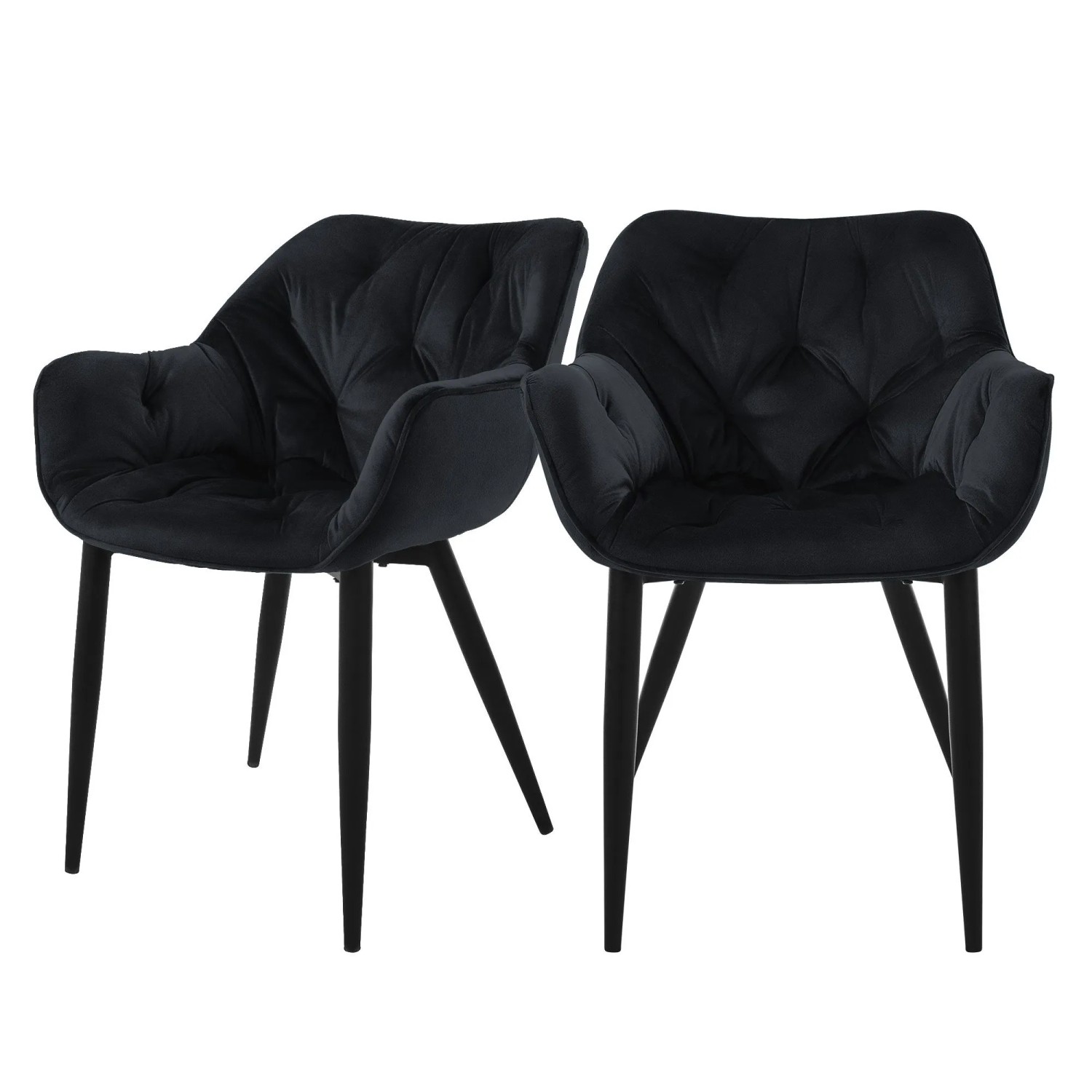 ML-Design Esszimmerstühle 2er Set Schwarz Samtbezug Metallbeinen