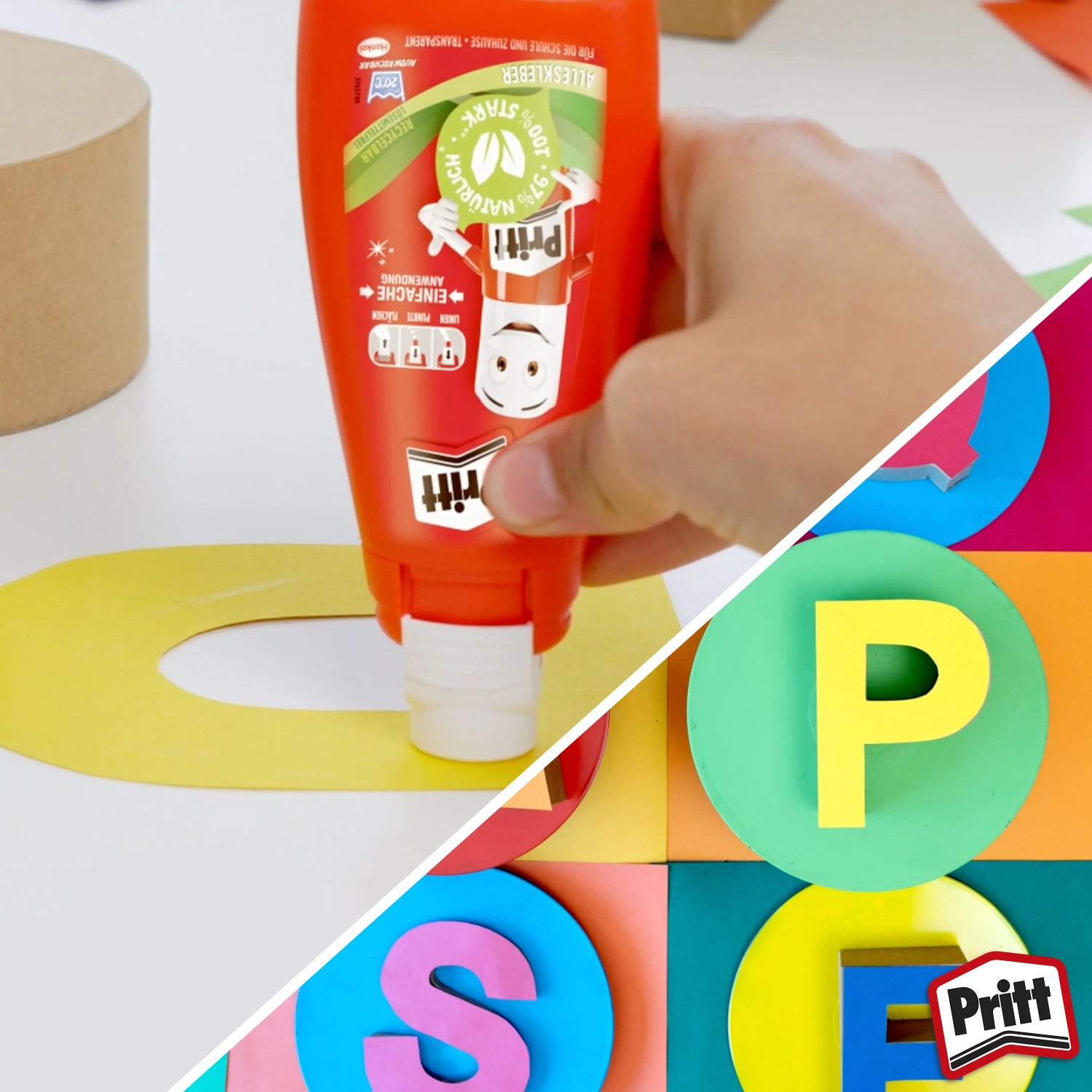 Pritt Alleskleber Transparent 100g beim Basteln mit Papier.