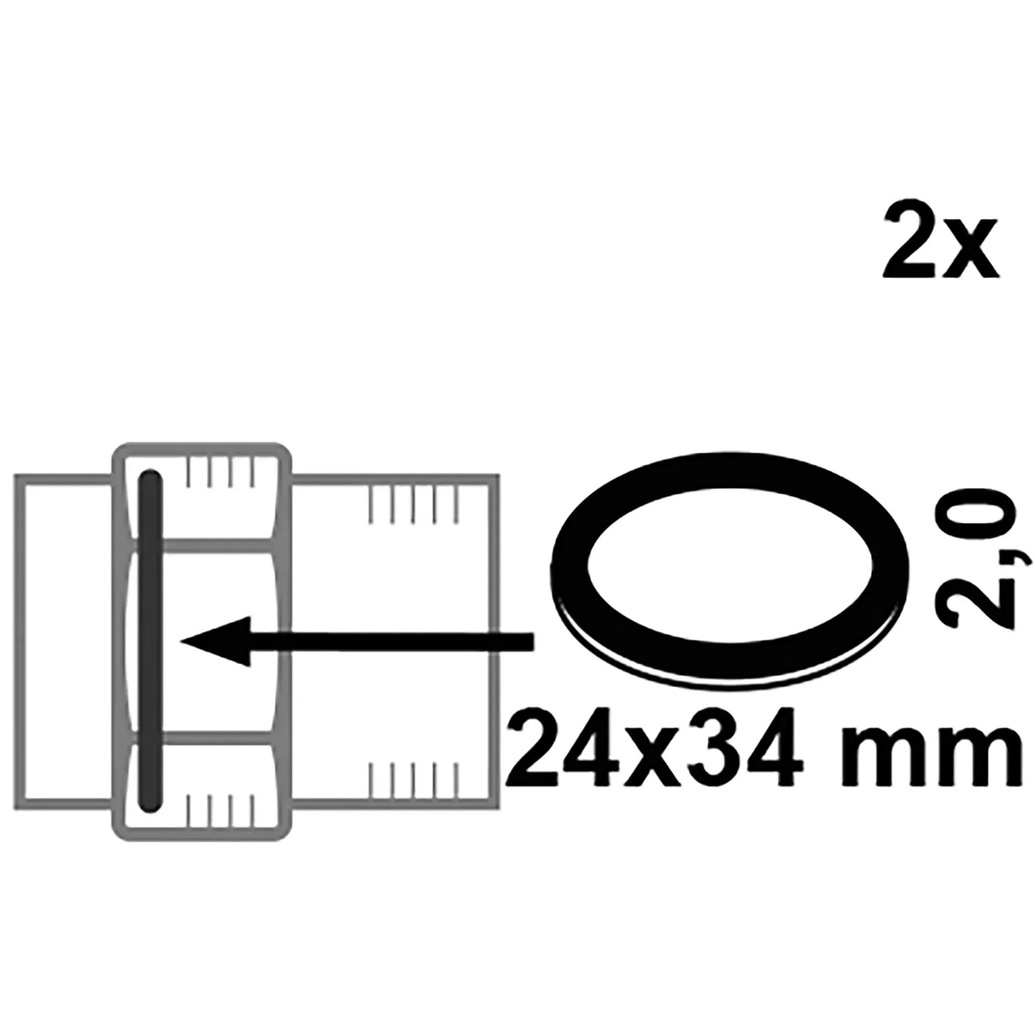 Kirchhoff Gummidichtung 24x34x2 mm für 13 mm (1/2) Verschraubungen, 2er-Set.