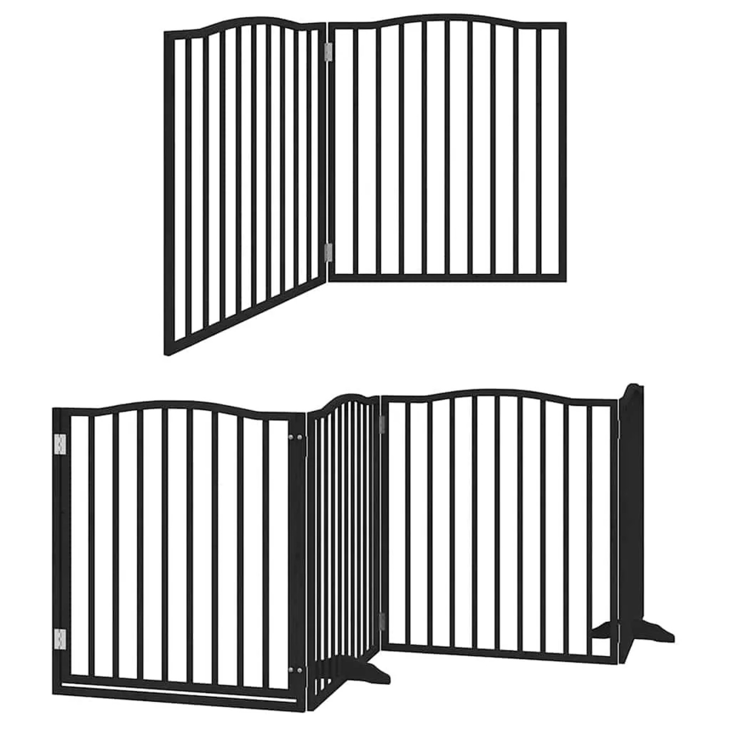 vidaXL 8 Tlg Hundetor mit Tür Faltbar Schwarz 640 cm Pappelholz 3155630