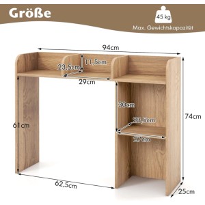 Costway Schreibtischregal Ablagesystem 94 x 25 x 74 cm Natur