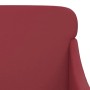 Detailansicht: Weinrote Sitzbank aus Kunstleder, Teil einer Schuhbank mit Armlehne.