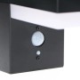 Schwarze Solar-Wandleuchte mit Sensor, 600 lm, 2700 K, IP44, Detailaufnahme des Sensors.