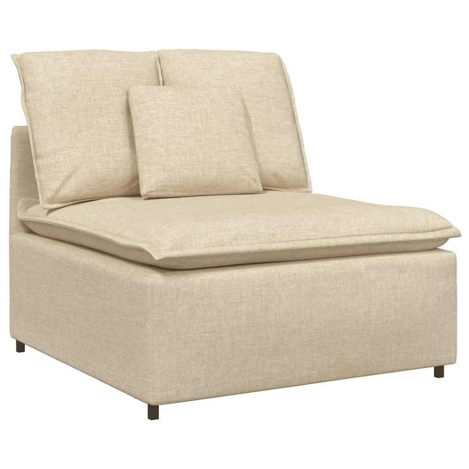 vidaXL Modulares Sofa Mittelmodul mit Kissen Creme 100 cm 4104423