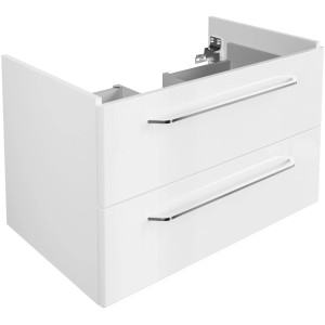 Fackelmann Waschbeckenunterschrank Milano, weiß, 80 cm breit, mit zwei Schubladen und Griffen.