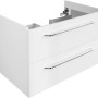 Fackelmann Waschbeckenunterschrank Milano, weiß, 80 cm breit, mit zwei Schubladen und Griffen.
