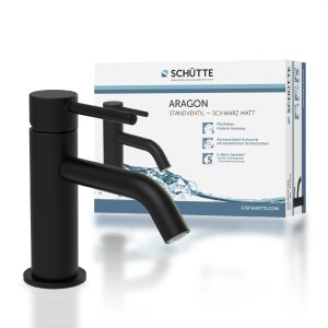 Schwarzes Schütte Standventil Aragon in matter Optik für das Badezimmer.