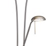 Weiße LED Stehleuchte Finn mit Leseleuchte aus Metall und Glas.
