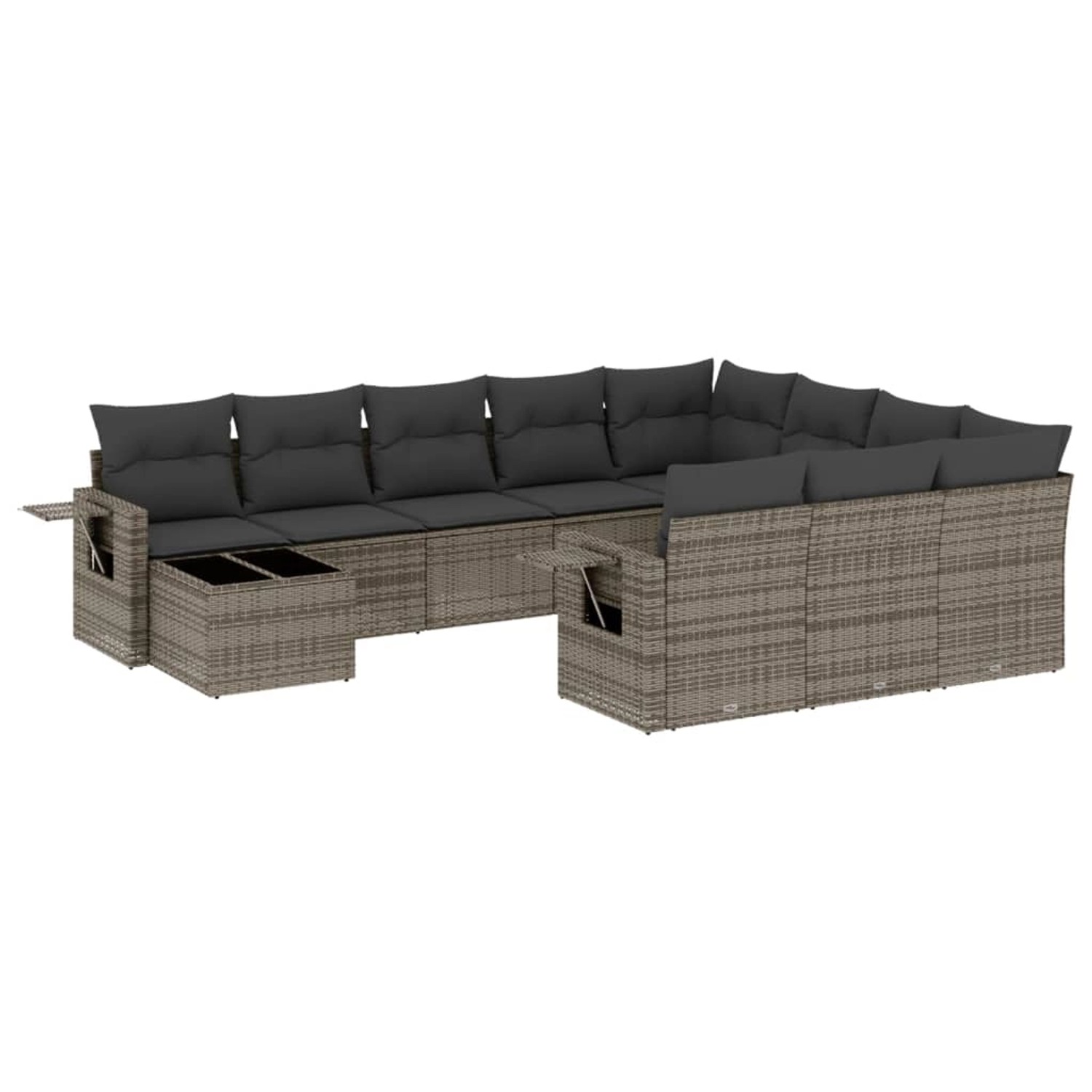 vidaXL 11-Tlg Garten-Sofagarnitur mit Kissen Grau Poly Rattan 3253067 günstig online kaufen