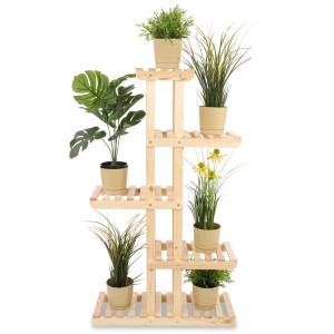 PROREGAL Blumenständer FLORACK aus Kiefernholz mit 6 Ablagen für Pflanzen.