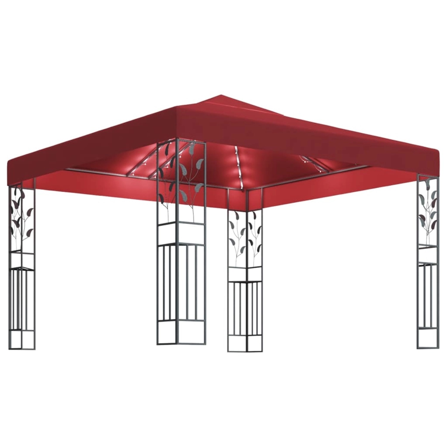 vidaXL Pavillon mit LED-Lichterkette 3x3 m Weißrot