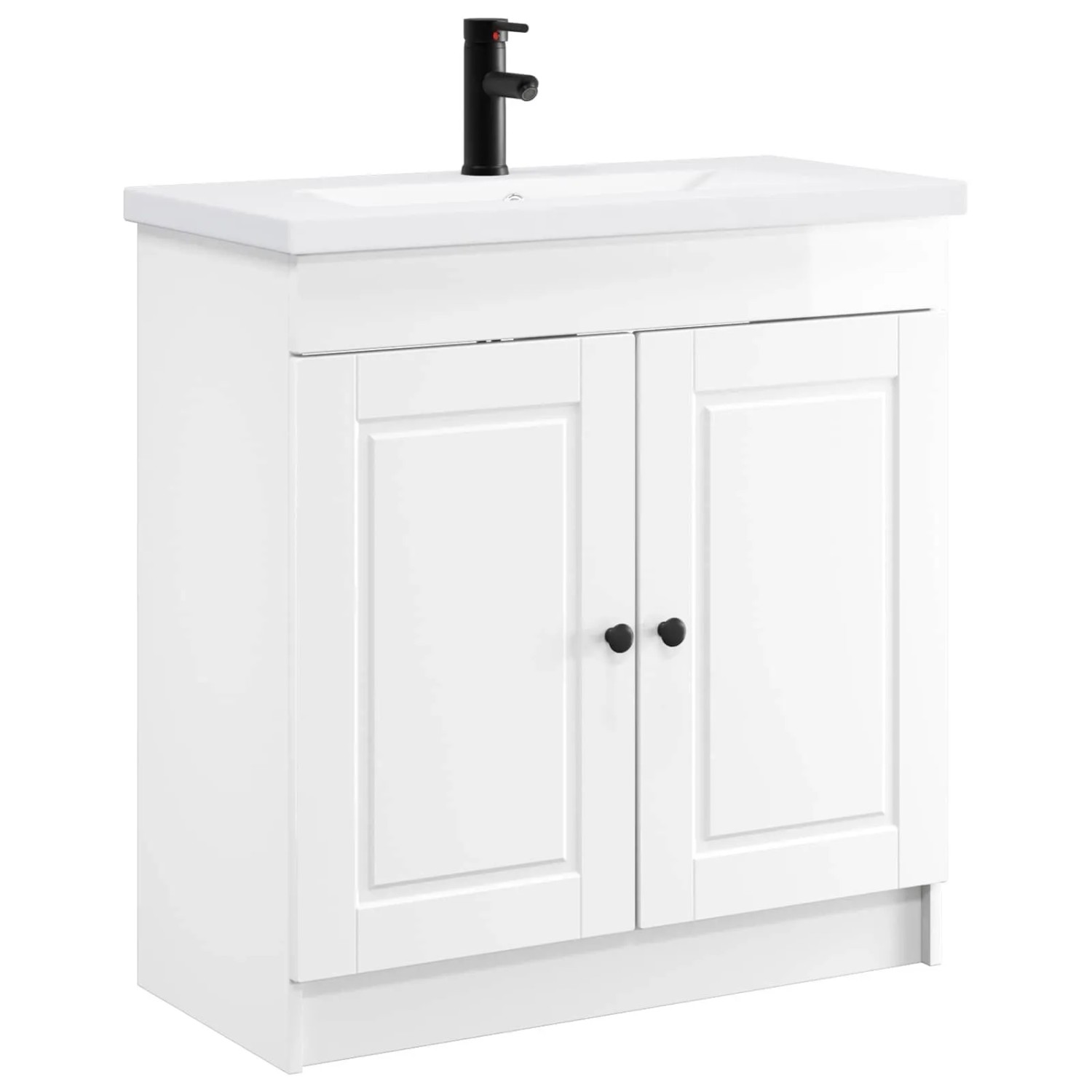 vidaXL Badezimmermöbel-Set Hochglanz Weiß 56 x 37,5 x 81 cm 3404128