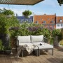 4-teiliges Lounge-Set Willa aus Aluminium in Anthrazit mit grauen Auflagen und Kissen.