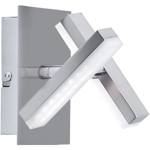 Just Light LED-Spot Rico 2er, Stahlfarben. Wandleuchte mit zwei verstellbaren Leuchtköpfen.