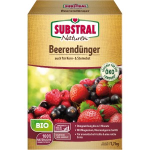Packung Substral Naturen Bio Beerendünger 1,7kg mit Beeren-Abbildung.