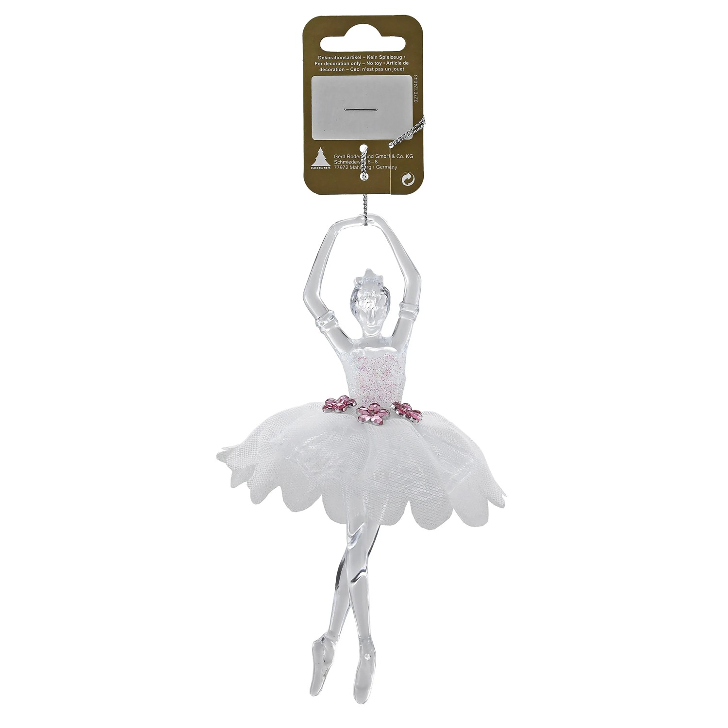 Weihnachts-Deko Ballerina zum Hängen aus Kunststoff 17,5 cm Transparent