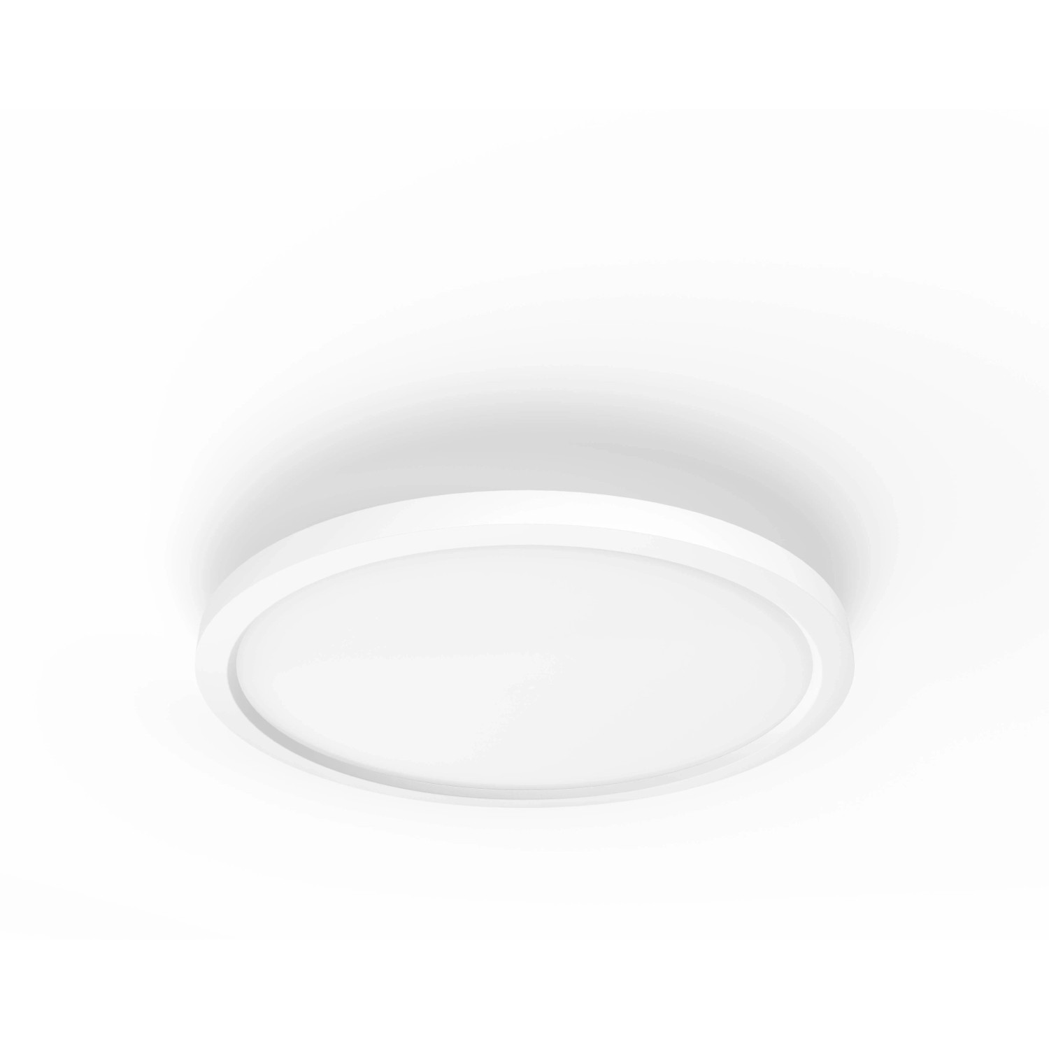 Weiße, runde Philips Hue Aurelle Panelleuchte für den Wohnbereich.
