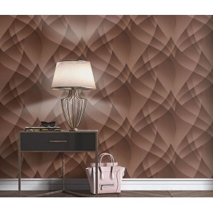 Guido Maria Kretschmer Vliestapete Lumina in Bronze mit geometrischem Muster an der Wand.