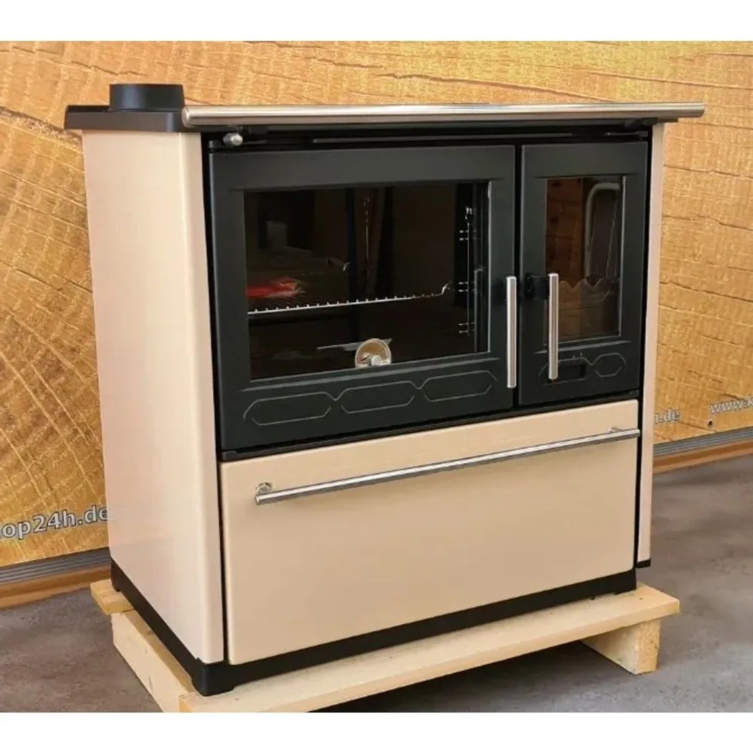 Plamen Küchenofen Holzherd 850 Glas Creme Linke Version und 8 kW_2